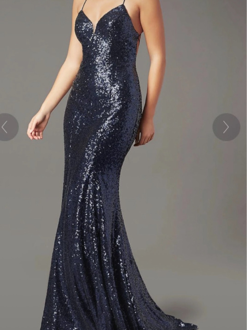 Promgirl Navy Sequin lace up Spaghetti-Strap Evening Gown prom pageant